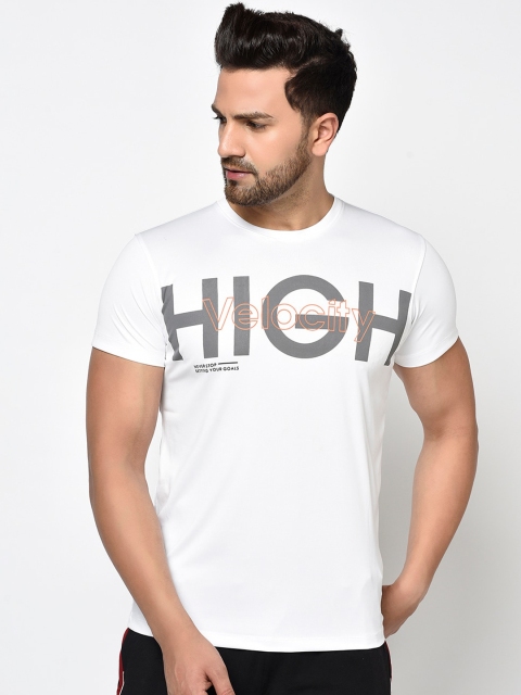 

Octave Men White & Grey Printed Round Neck T-shirt