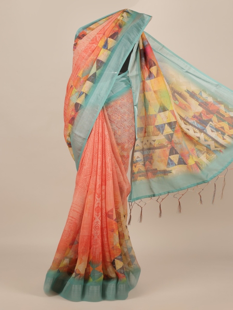 

Pothys Pink Solid Linen Blend Saree