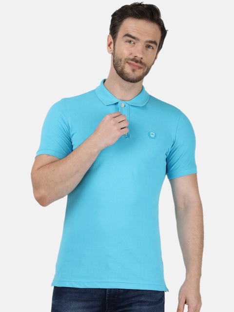 

Monte Carlo Men Blue Solid Polo Collar T-shirt