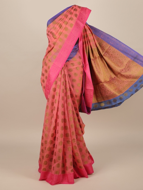 

Pothys Peach-Coloured Woven Design Jute Silk Saree