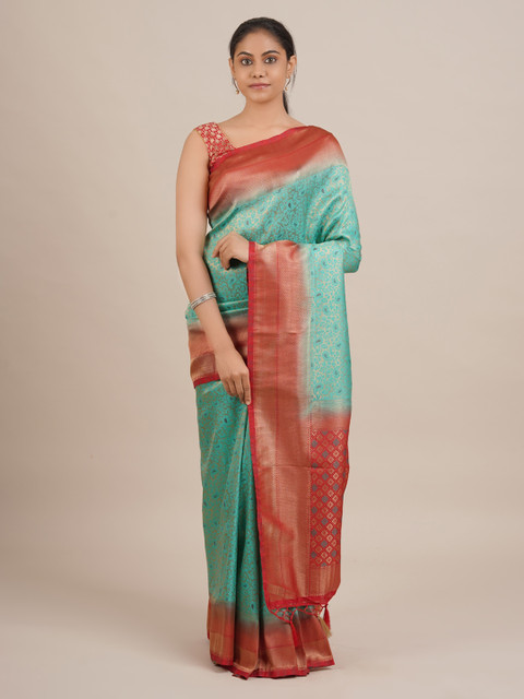 

Pothys Green Woven Design Jute Silk Saree