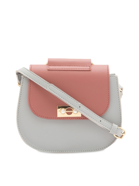 

Globus Grey Colourblocked Satchel With Buckle Detail