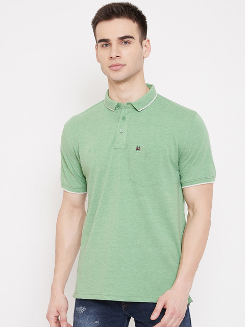 

Crimsoune Club Men Green Solid Polo Collar T-shirt