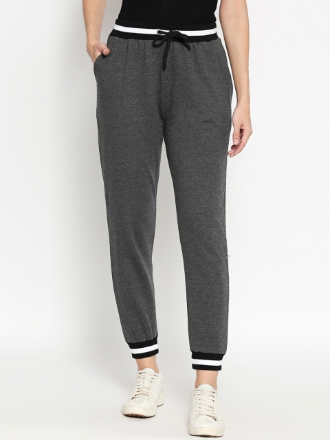 

People Women Grey Tapered Fit Solid Pure Cotton Joggers