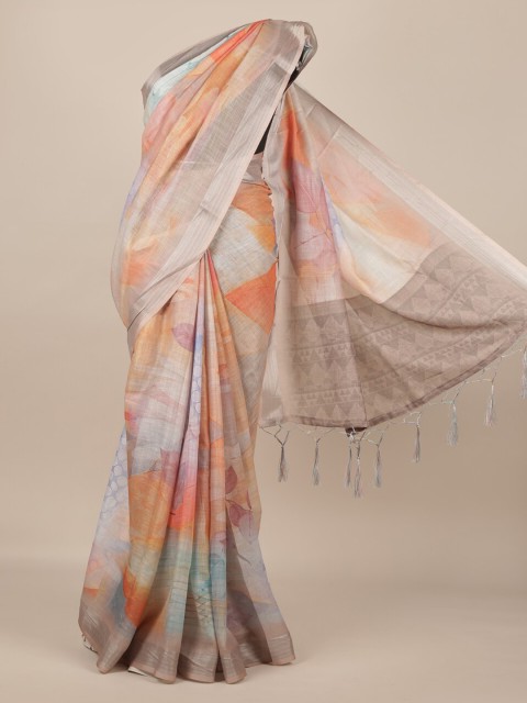 

Pothys Multicoloured Printed Linen Blend Saree, Multi