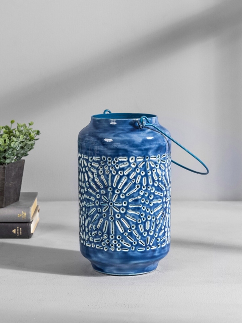 

Pure Home and Living Blue & White Textured Bohemian Lantern