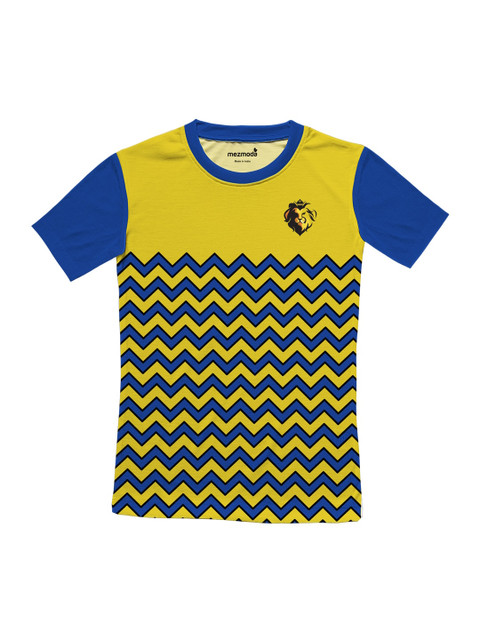 

mezmoda Boys Yellow & Blue Striped Round Neck T-shirt