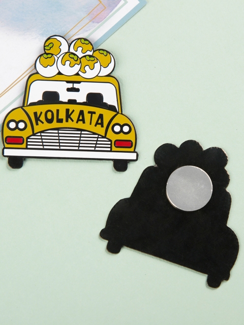 

Bigsmall Yellow & Black Indian City Kolkata Printed Fridge Magnet