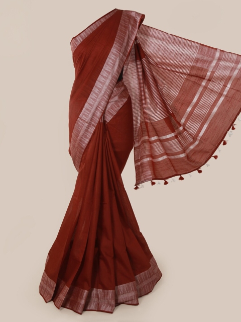

Pothys Maroon Solid Linen Blend Saree