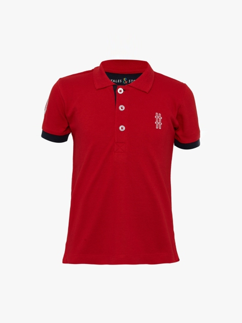 

TALES & STORIES Boys Red Solid Polo Collar T-shirt