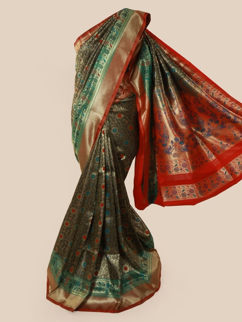 

Pothys Green & Red Art Silk Woven Design Saree