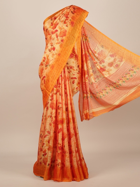

Pothys Orange Woven Design Poly Chiffon Saree