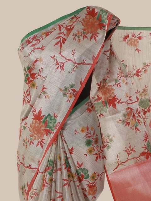 

Pothys Grey Printed Tissue Saree