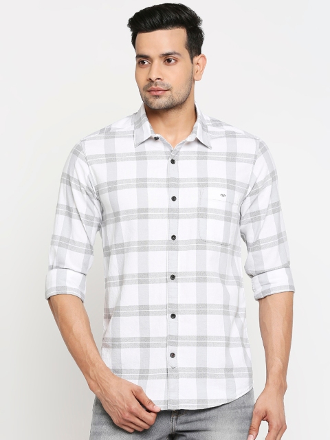 

Mufti Men White & Grey Slim Fit Checked Casual Shirt