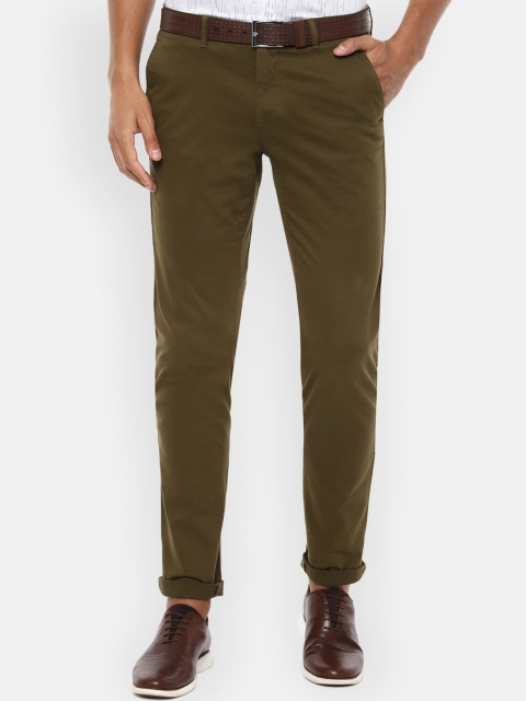 

Van Heusen Sport Men Olive Green Slim Fit Solid Chinos