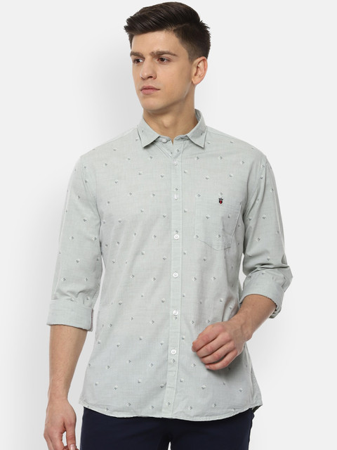 

Louis Philippe Jeans Men Grey Cotton Slim Fit Printed Casual Shirt
