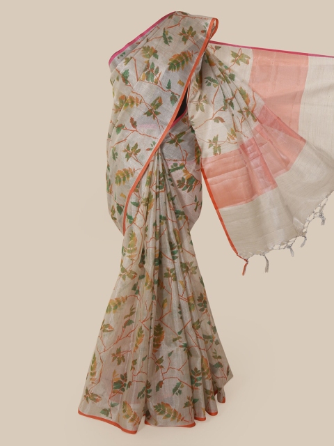 

Pothys Grey Printed Tissue Saree