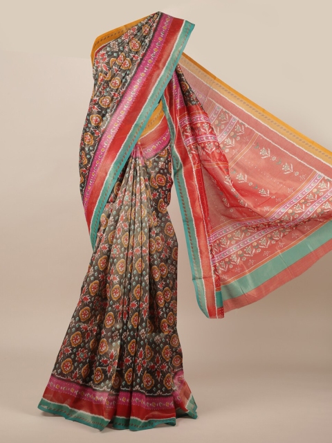 Pothys Green Printed Jute Silk Saree