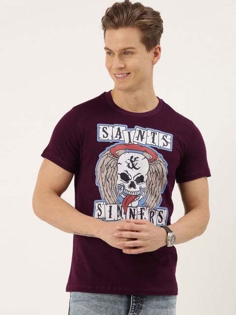 

QUANCIOUS Men Maroon Solid Round Neck Sustainable T-shirt