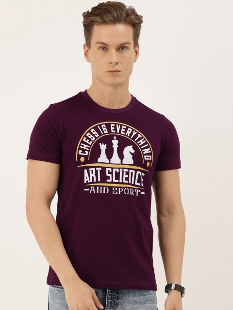 

QUANCIOUS Men Maroon Solid Round Neck Sustainable T-shirt