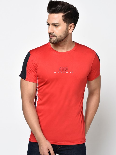 

Octave Men Red Printed Round Neck Cotton T-shirt