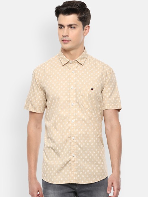 

Louis Philippe Jeans Men Beige & White Slim Fit Printed Casual Shirt