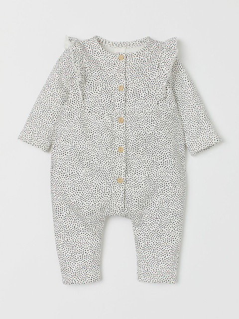 

H&M Girls White & Black Printed Sweatshirt All-in-one Suit
