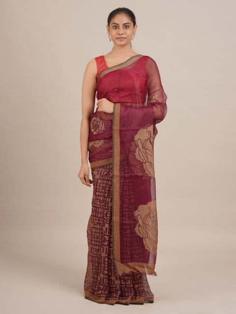 

Pothys Purple Printed Poly Georgette Saree