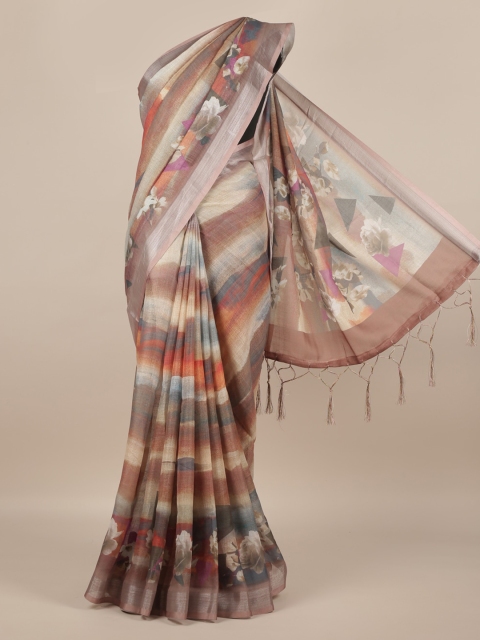 

Pothys Multicoloured Printed Linen Blend Saree, Multi