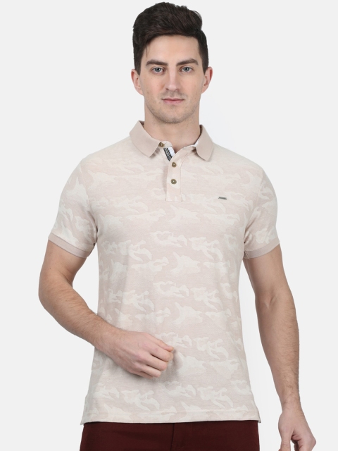 

Monte Carlo Men Beige Self Design Polo Collar T-shirt