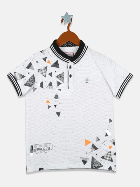 Monte Carlo Boys White Printed V-Neck T-shirt