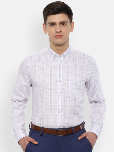 

Louis Philippe Men White & Grey Slim Fit Checked Formal Shirt