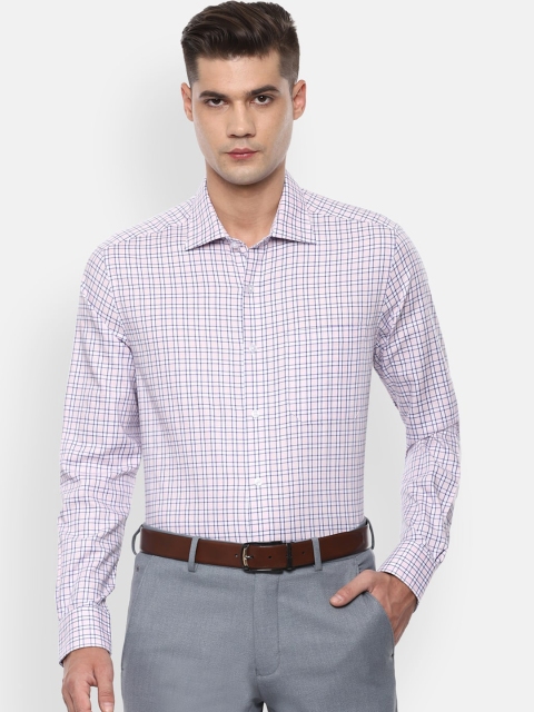 

Louis Philippe Men Pink & Navy Blue Regular Fit Checked Formal Shirt