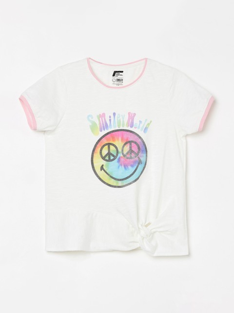 

Fame Forever by Lifestyle Girls Off White Printed Pure Cotton Regular Top