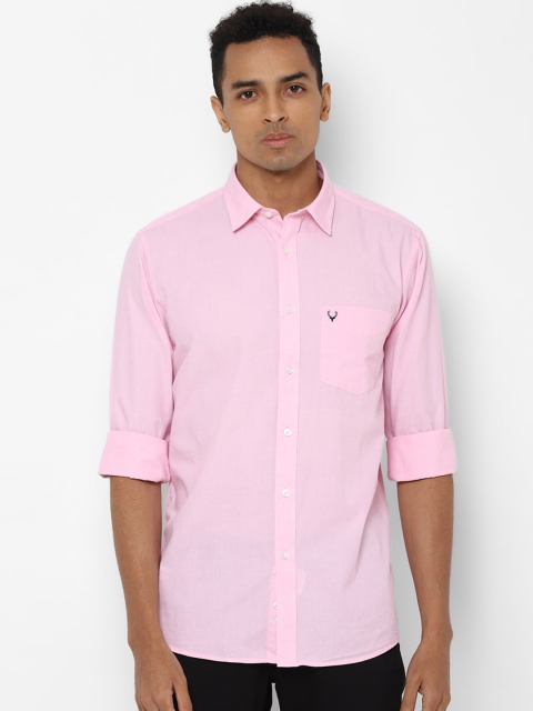 

Allen Solly Men Pink Slim Fit Solid Cotton Casual Shirt