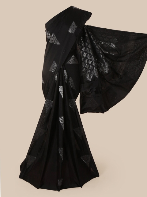 

Pothys Black & Silver Geometric Zari Woven Design Saree