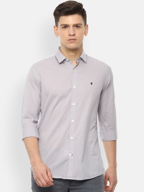 

Louis Philippe Sport Men Grey & White Slim Fit Striped Casual Shirt