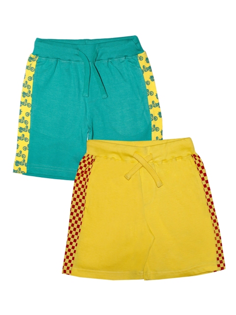 

KiddoPanti Boys Pack Of 2 Solid Regular Fit Regular Shorts, Green
