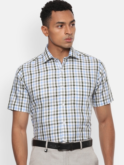 

Van Heusen Men White & Grey Regular Fit Checked Cotton Casual Shirt