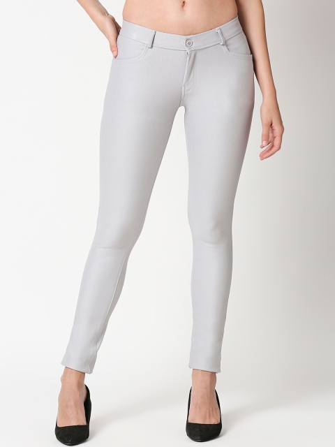 

PURPLE WATER Women Grey Solid Slim-Fit Jeggings