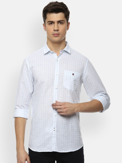 

Louis Philippe Sport Men White & Blue Slim Fit Checked Casual Shirt