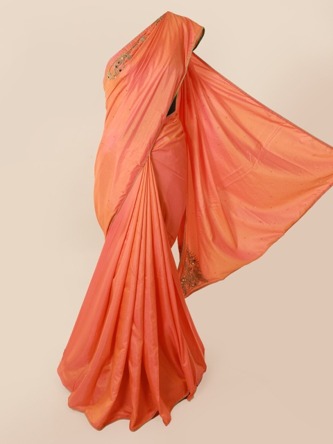 

Pothys Orange Solid Art Silk Saree