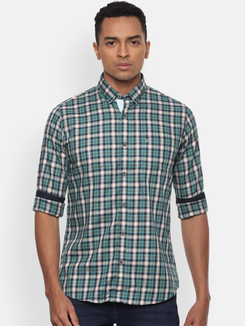 

Van Heusen Sport Men Green & Black Slim Fit Checked Pure Cotton Casual Shirt