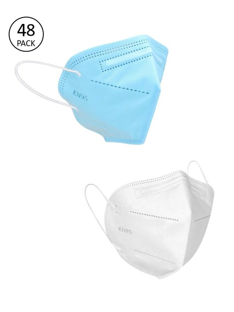 

OOMPH Unisex Pack Of 48 5-Ply Reusable Anti-Pollution KN95 Face Masks, Blue