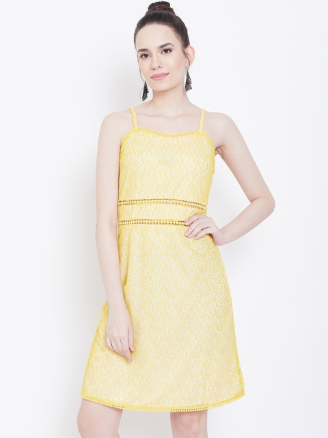 

DODO & MOA Women Yellow Self Design Sheath Dress