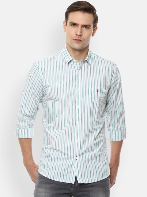 

Louis Philippe Sport Men White & Green Slim Fit Striped Casual Shirt