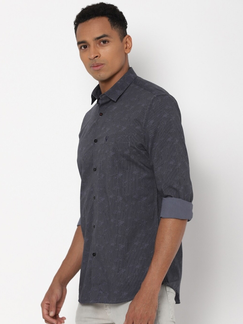 

Allen Solly Men Charcoal Slim Fit Printed Casual Shirt