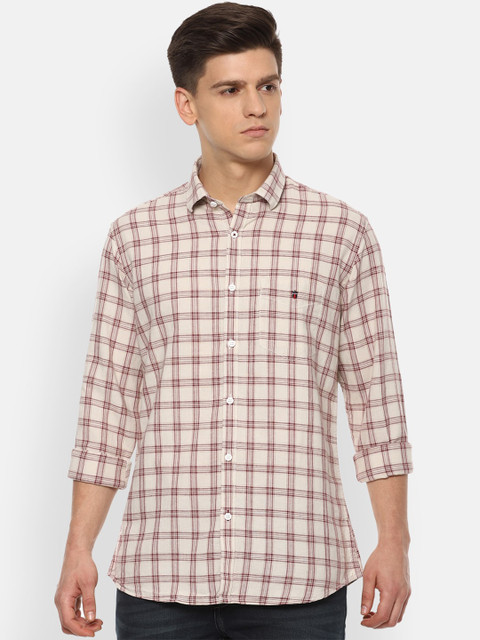 

Louis Philippe Sport Men Beige & Brown Slim Fit Checked Casual Shirt