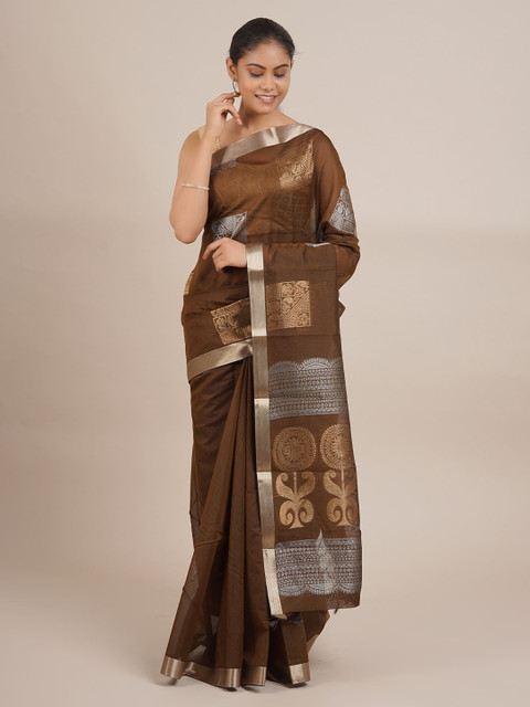 

Pothys Brown & Golden Woven Design Saree