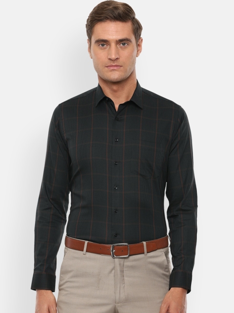 

Van Heusen Men Green & Black Slim Fit Checked Formal Shirt